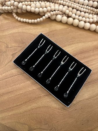 Conjunto 6 Garfos Petisco Zamac Niquelado