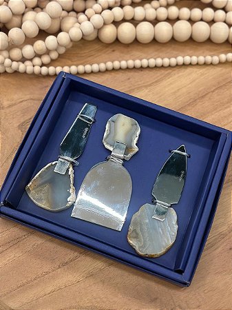 Conjunto 3 Facas Queijo Inox Ágata