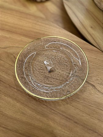 Prato Sobremesa Cristal Ecológico Ouro Petra 20cm