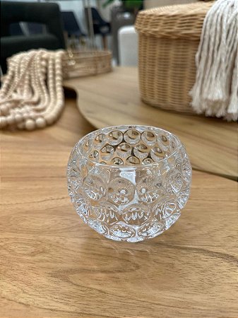 Porta Velas Cristal Bolhas 9x7