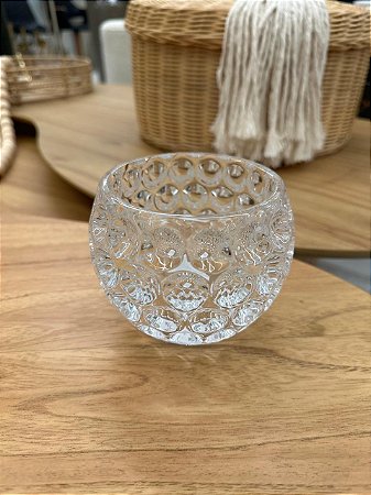 Porta Vela Cristal Bolhas 11x9