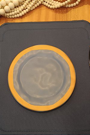 Prato Sobremesa Azul c/ Filete Amassada