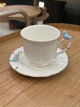 Xícara de Chá c/ Pires Porcelana Birds 200ml