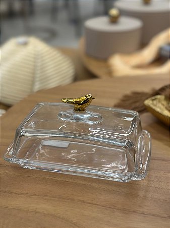 Manteigueira Golden Bird Cristal