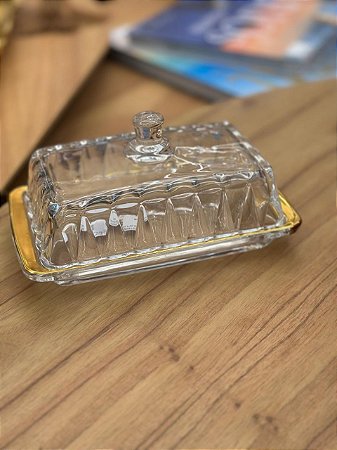 Manteigueira Cristal Fio Ouro Radial