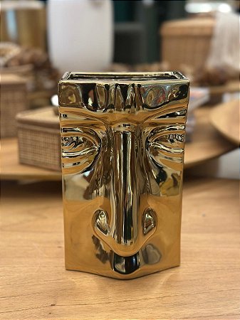 Vaso Decorativo Cerâmica Dourado