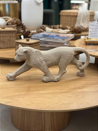 Escultura Poliresina Leopardo Bege