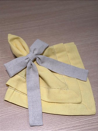 Guardanapo Linho Misto Ponto Ajour 45x45 Amarelo