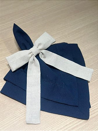 Guardanapo Linho Misto Ponto Ajour 45x45 Azul Marinho
