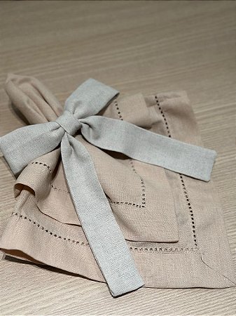 Guardanapo Linho Misto Ponto Ajour 45x45 Bege