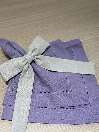 Guardanapo Linho Misto Ponto Ajour 45x45 Lilás