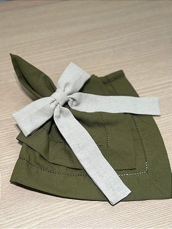 Guardanapo Linho Misto Ponto Ajour 45x45 Musgo