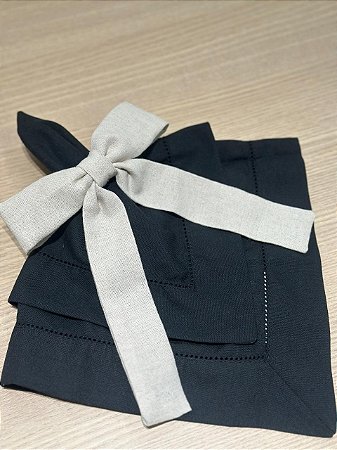Guardanapo Linho Misto Ponto Ajour 45x45 Preto