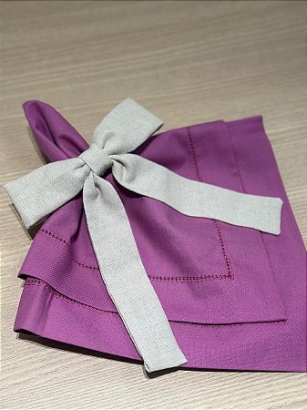 Guardanapo Linho Misto Ponto Ajour 45x45 Púrpura