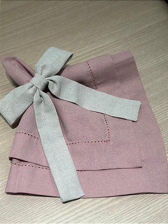 Guardanapo Linho Misto Ponto Ajour 45x45 Rosa Seco