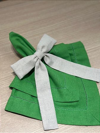 Guardanapo Linho Misto Ponto Ajour 45x45 Verde Cona