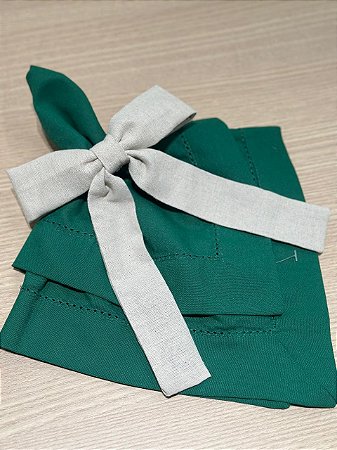 Guardanapo Linho Misto Ponto Ajour 45x45 Verde Natural
