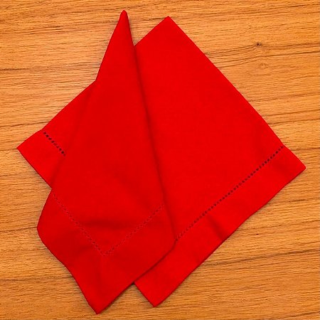 Guardanapo Linho Misto Ponto Ajour 45x45 Vermelho