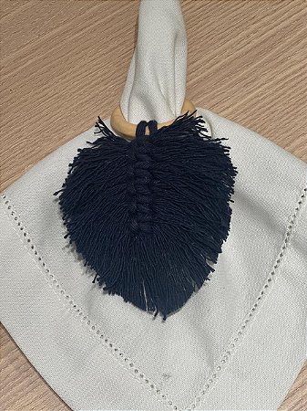 Porta Guardanapo Folha Macramê  Azul Marinho