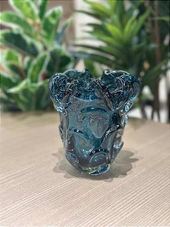 Vaso de Vidro Italy Azul 13x14