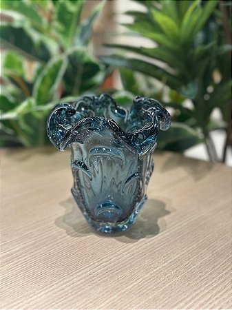 Vaso de Vidro Italy Azul 11x13