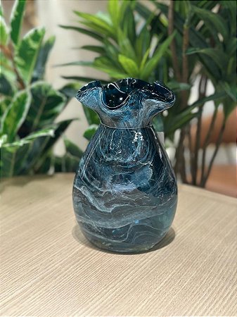 Vaso Decor Murano 13x20 Mescla Azul
