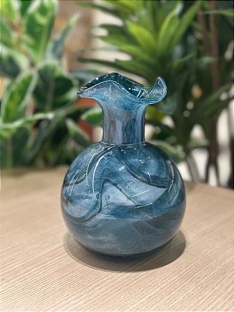 Vaso Decor Murano 12x16 Mescla Azul Safira