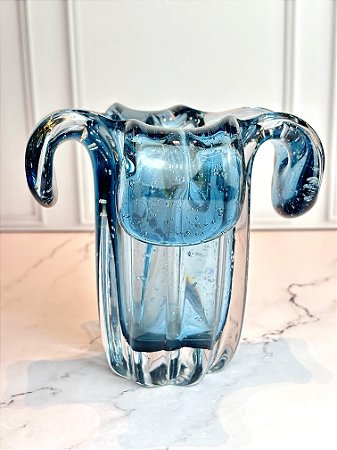 Vaso de Vidro Italy Azul 15x16