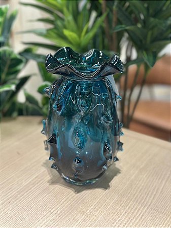 Vaso Decor Murano 12x20 Azul Safira