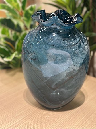 Vaso Decor Murano 17x12 Mescla Azul