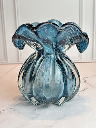 Vaso de Vidro Italy Azul 15x14