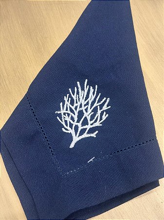 Guardanapo Azul Marinho Coral Branco