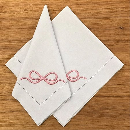 Guardanapo Bordado Laço Rosa