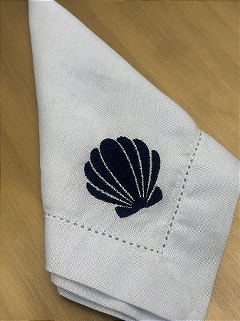 Guardanapo Branco Concha Azul Marinho