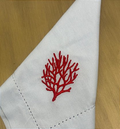 Guardanapo Branco Coral Vermelho