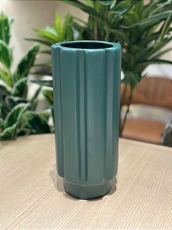 Vaso P Cilíndrico Blades Verde Musgo Matte