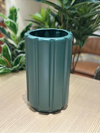Vaso M Cilíndrico Blades Verde Musgo Matte