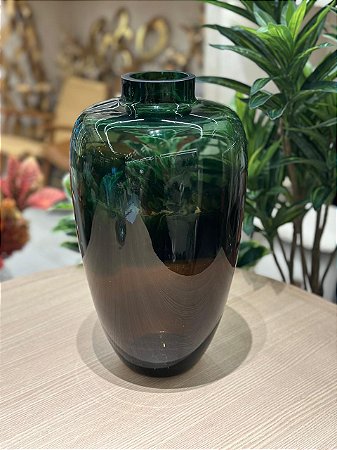 Vaso Vidro Verde e Marrom