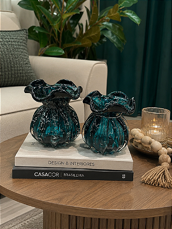 Vaso Vidro Verde Murano