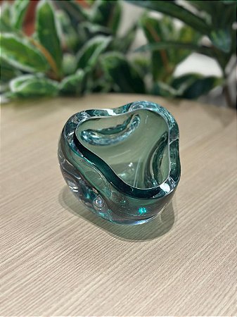 Vaso Vidro Verde Estilo Murano