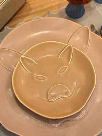 Prato Sobremesa Pig Marrom