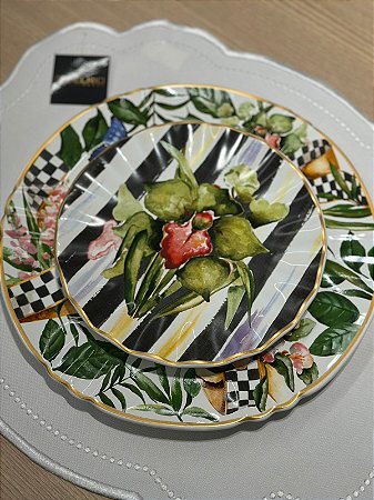 Prato Sobremesa Floral Chess