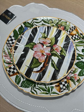 Prato Sobremesa Floral Chess