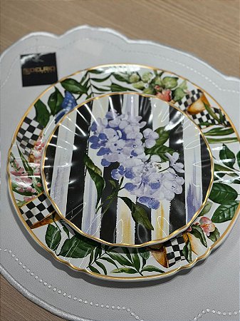Prato Sobremesa Floral Chess