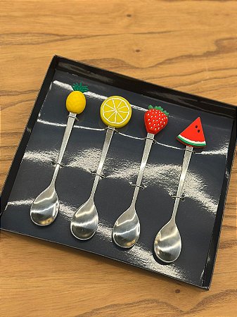 CJ 4 Colheres  Aço Inox P/Cha Fruit Prata
