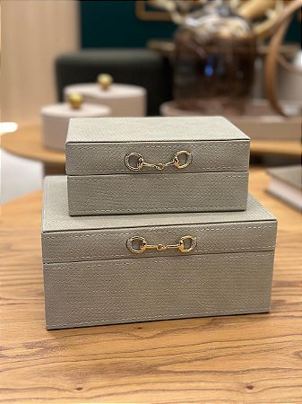 CJ Caixas Madeiras Revistida Tecido Cinza