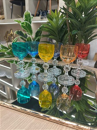 Jogo 6 Taças de Licor Color Claudia Cristal 50ml