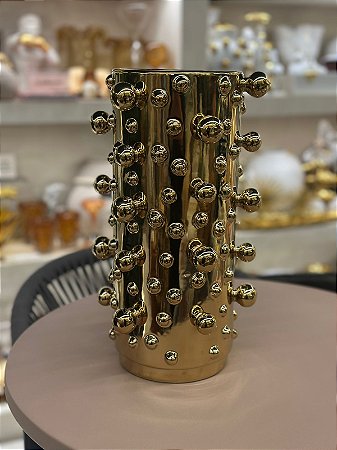 Vaso Decorativo Ceramica Balls Dourado