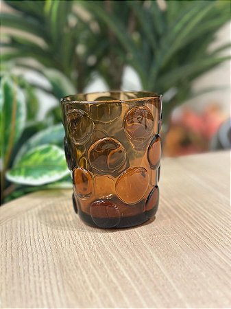 Copo Vidro Textura Bolhas Ambar 300ml