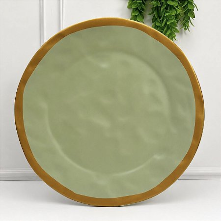 Porta Torta c/ Pé Verde Filete Amassada